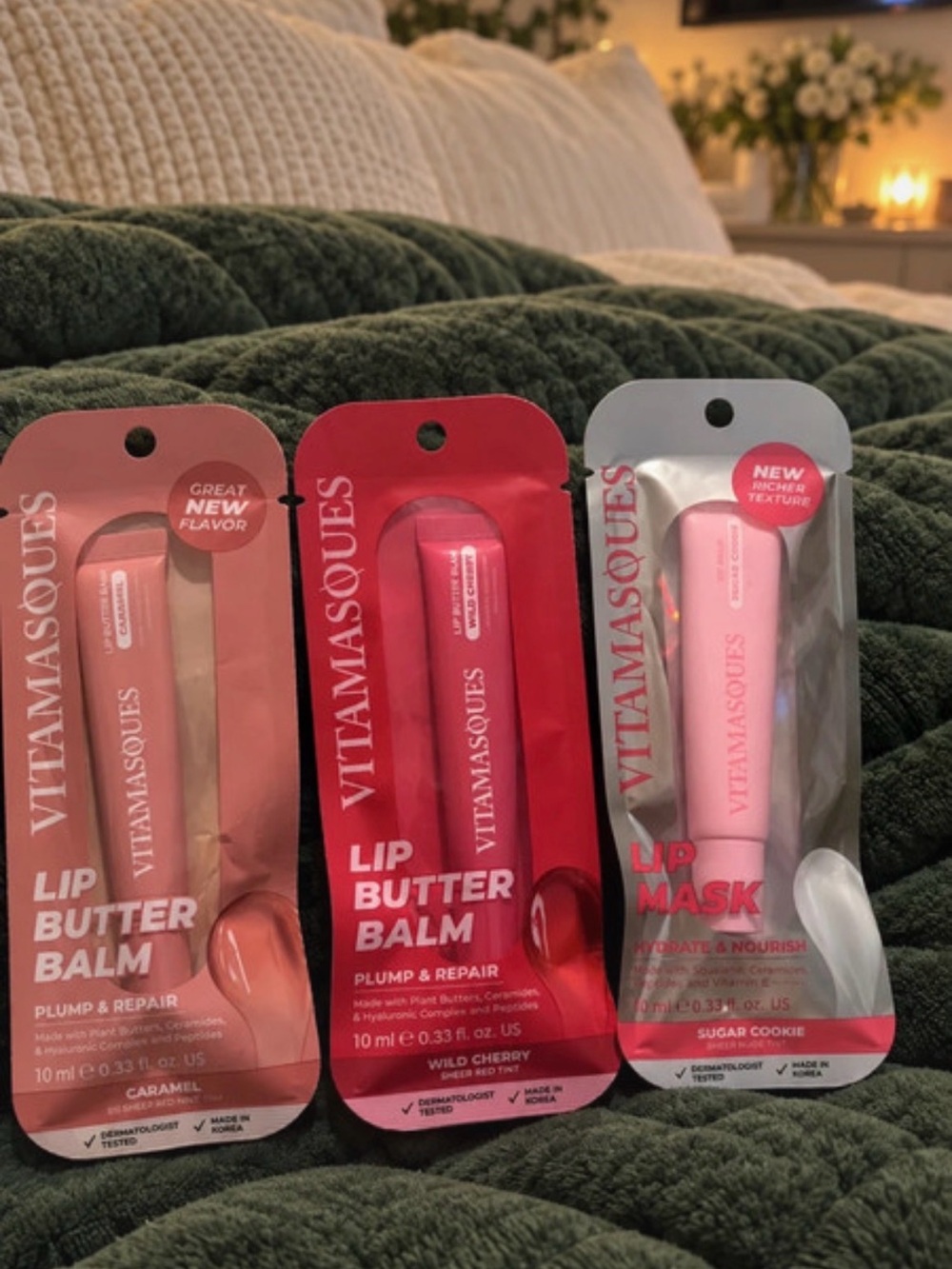 Vitamasques 3-Piece Lip Care Bundle – Caramel, Wild Cherry & Sugar Cookie